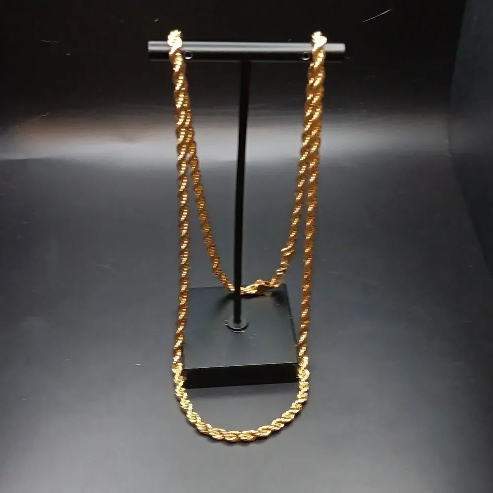 Chunky Solid Ropechain Necklace Goldtone 24" Long